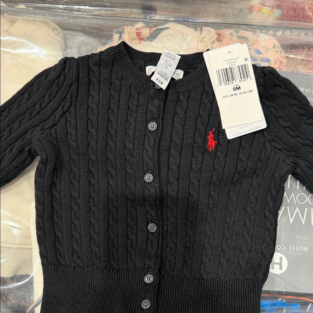 Ralph Lauren Black Cable Knit Cardigan